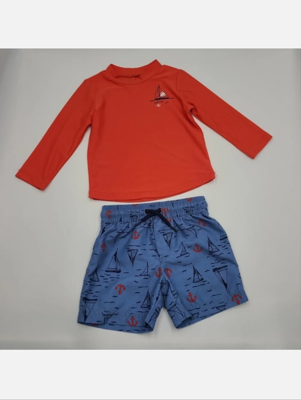 Carter's baby boy nautical swim trunks and rashguard set size 18 months